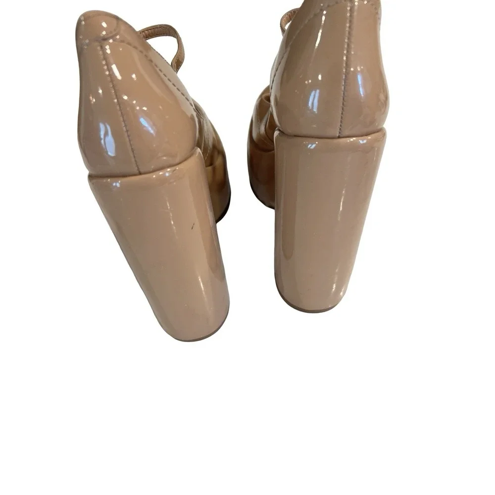 Schutz Womens Zayne Tan Patent Leather Platform Mary Jane Pumps size 8.5 B‎